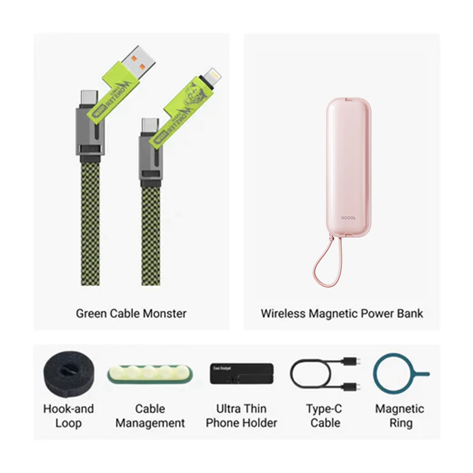 xCool Cable Monster 4-in-1 100W USB-C Charging Cable with Interchangeable Connectors