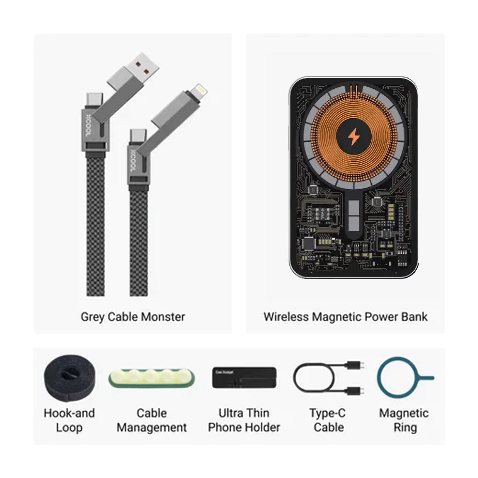 xCool Cable Monster 4-in-1 100W USB-C Charging Cable with Interchangeable Connectors