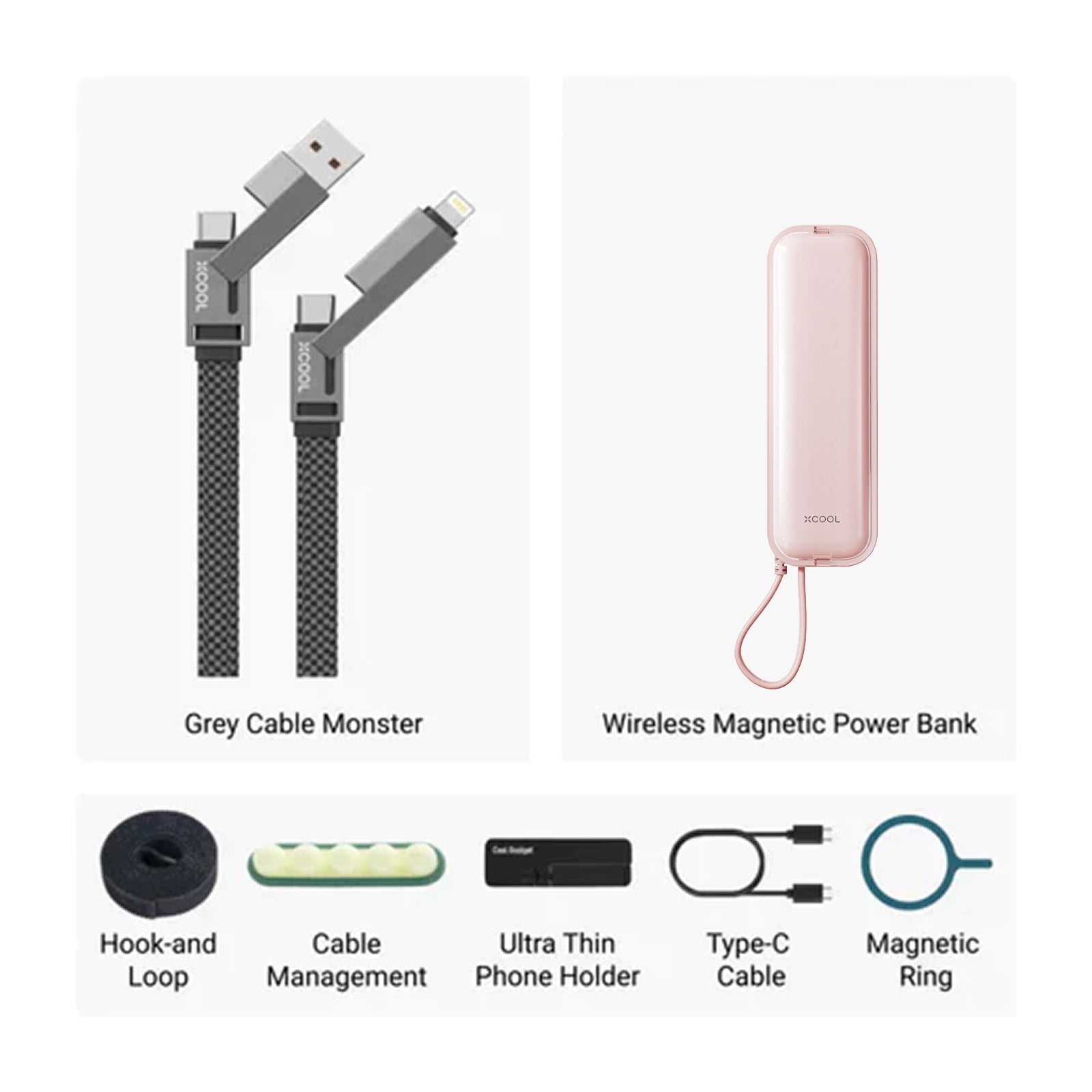 xCool Cable Monster 4-in-1 100W USB-C Charging Cable with Interchangeable Connectors