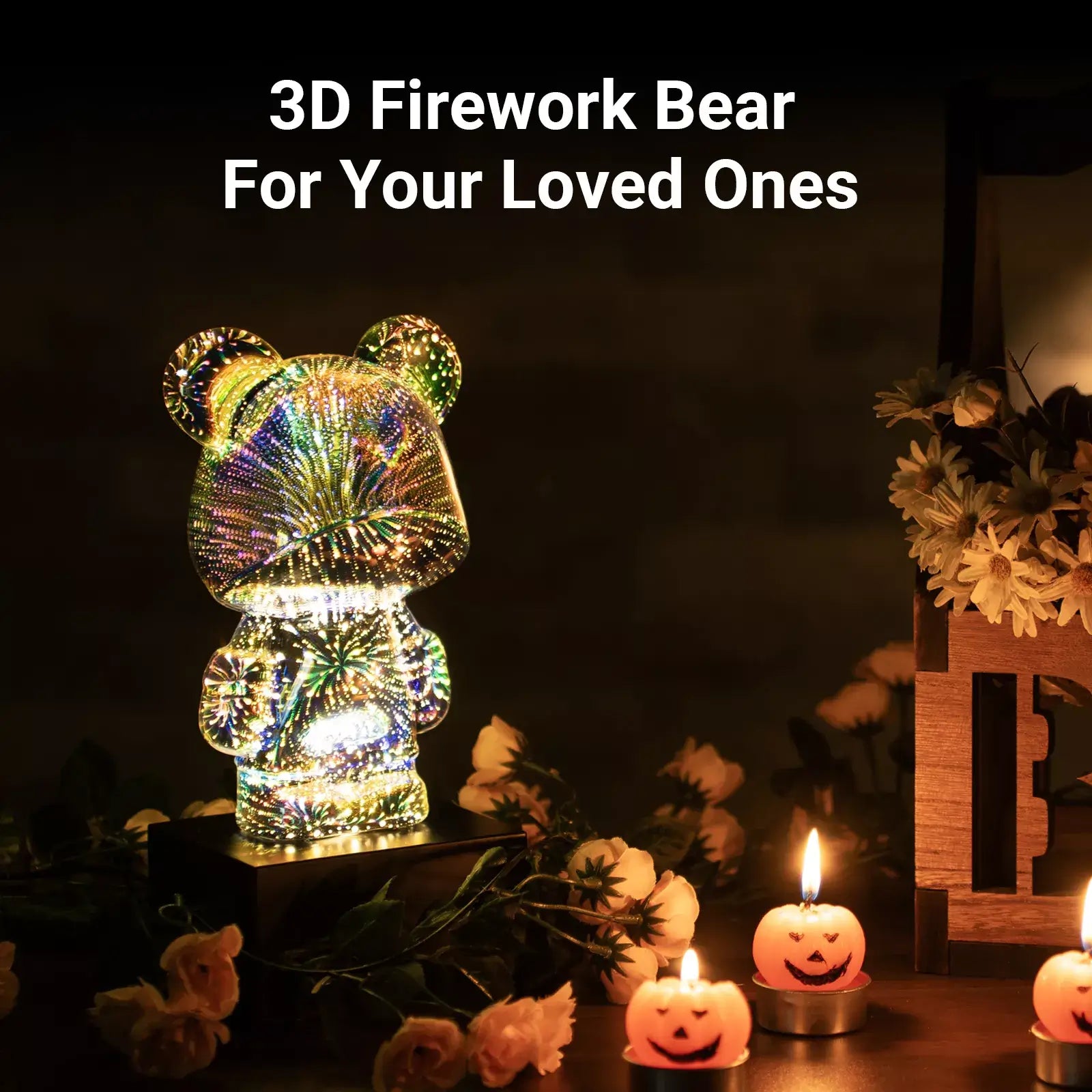 3D Firework Bear LED Night Light Christmas gift