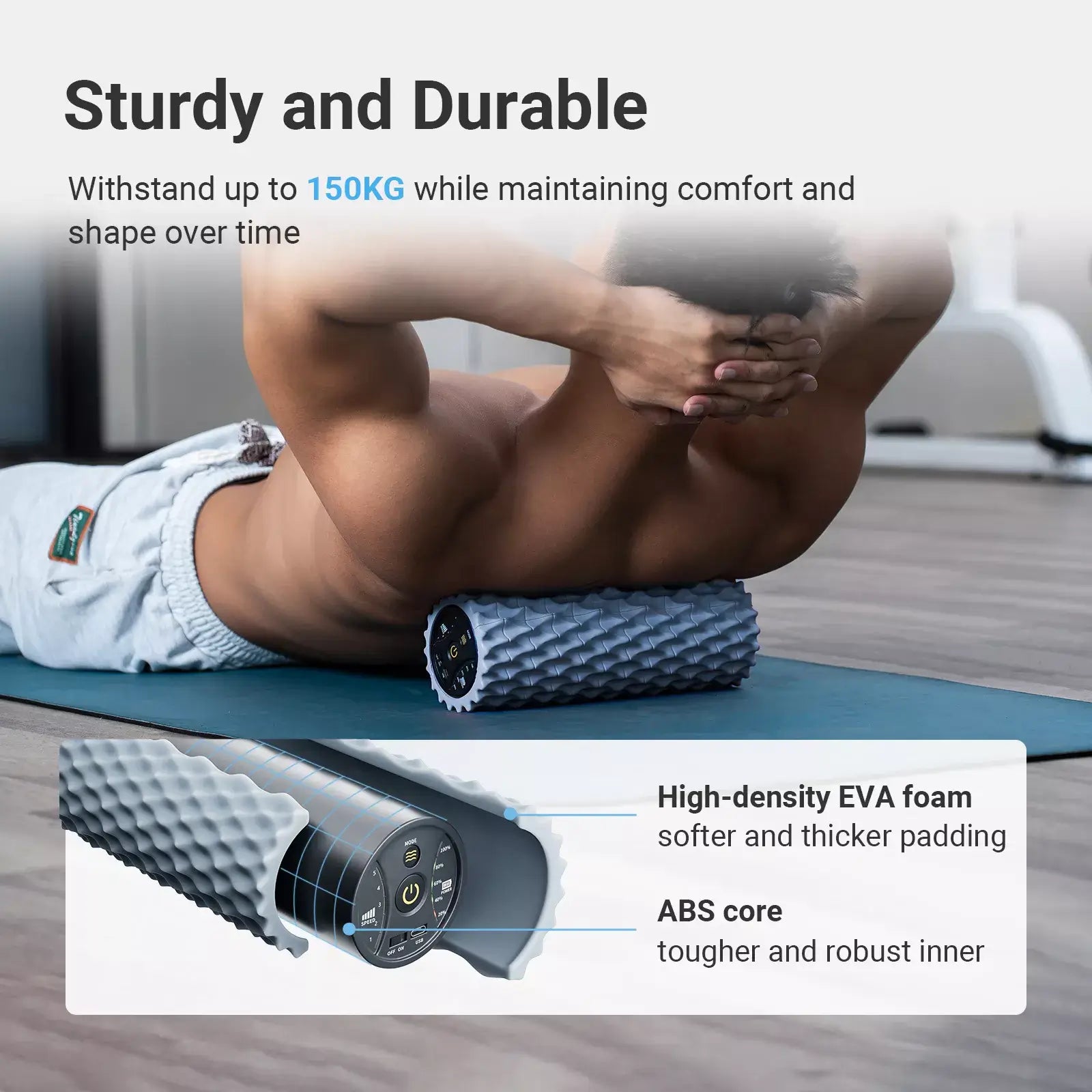 Vibrating Foam Roller for Back, Muscle Massage, Exercise, Physical Therapy