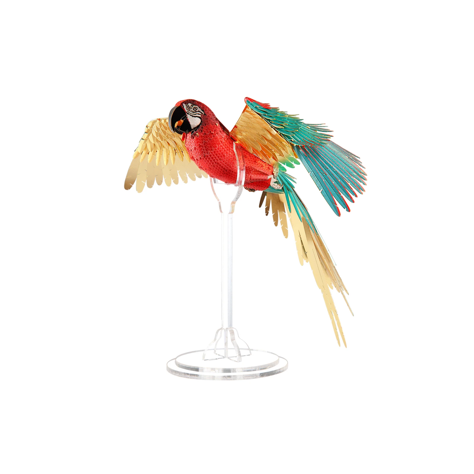 3D Mini Scarlet Macaw Metal Puzzle w/ Acrylic Base, 83PCS