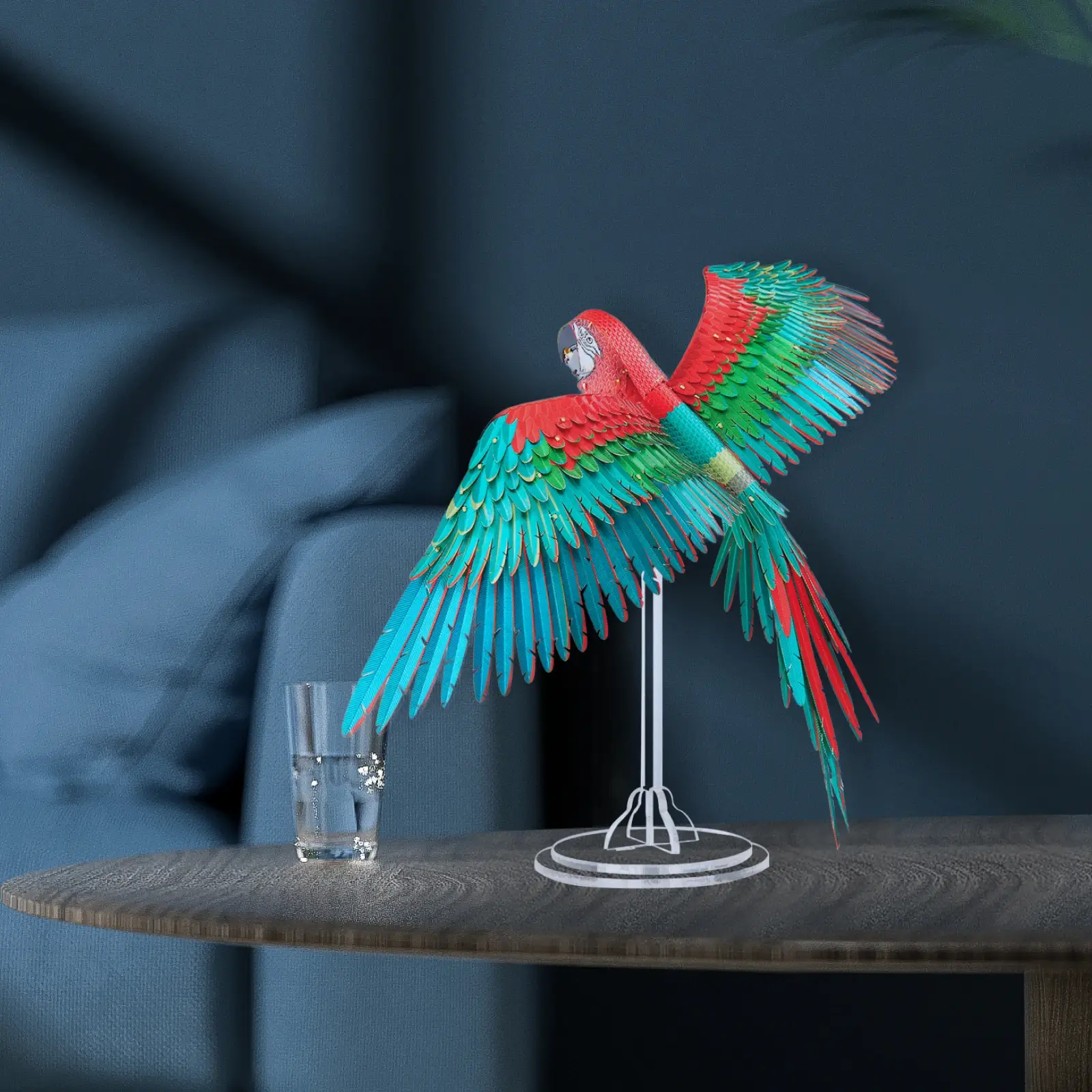 3D Mini Scarlet Macaw Metal Puzzle w/ Acrylic Base, 83PCS