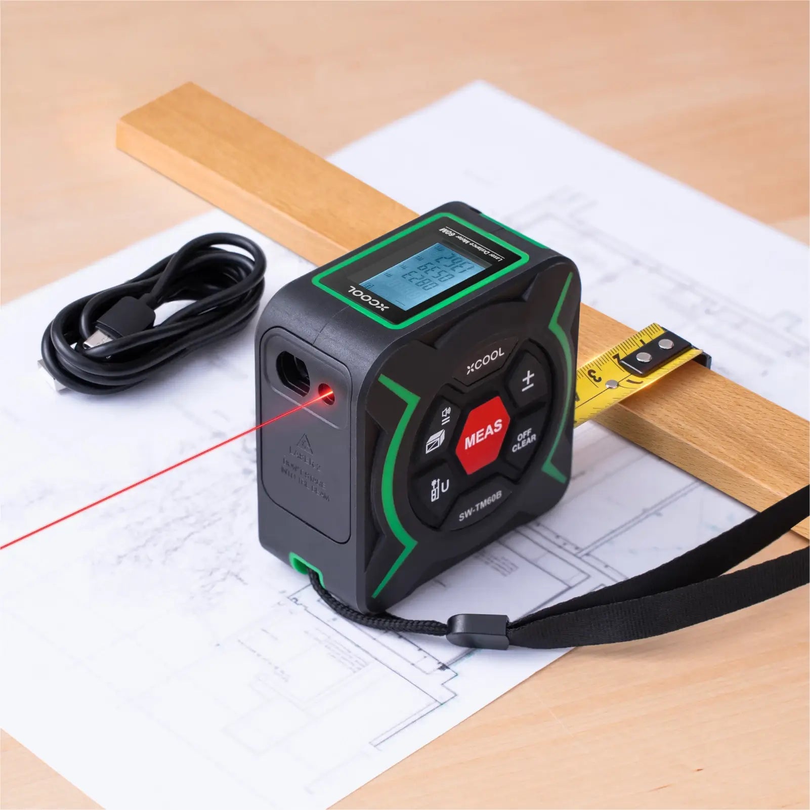 High Precision Multifunction Smart Tape Measure Laser Leveler Self-locking  Tape Measure Laser Distance Meter Construction