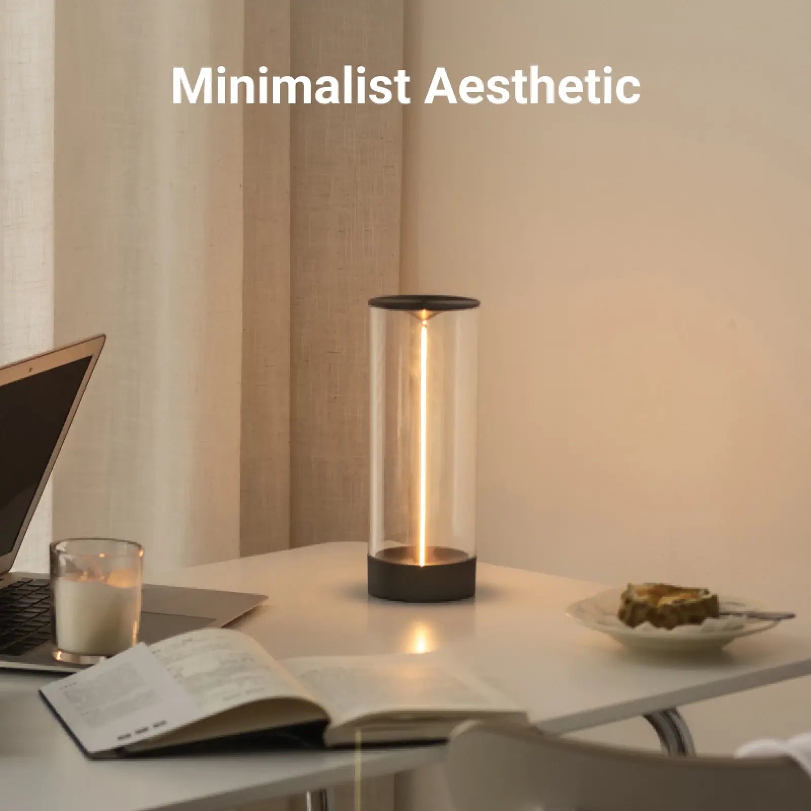 AUGE Light Minimalist Cordless LED Table Lamp, White, Gray