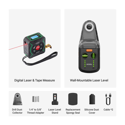 xCool 2-in-1 Digital Laser & Tape Measure, Handyman & Construction Tool