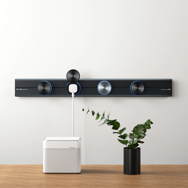 Wall-Mount Hi-Tech Flexible Power Strip System with Removable Outlets