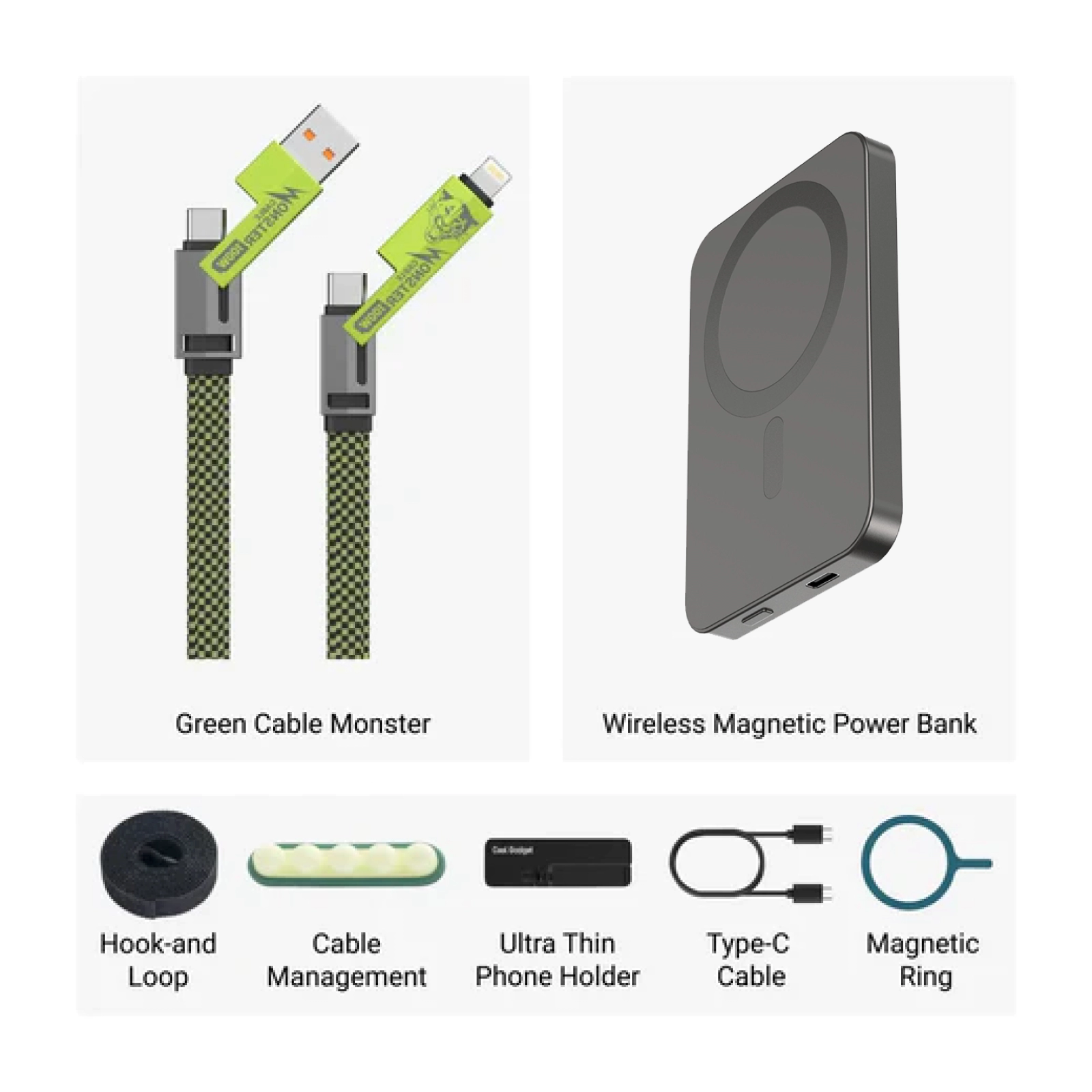 xCool Cable Monster 4-in-1 100W USB-C Charging Cable with Interchangeable Connectors