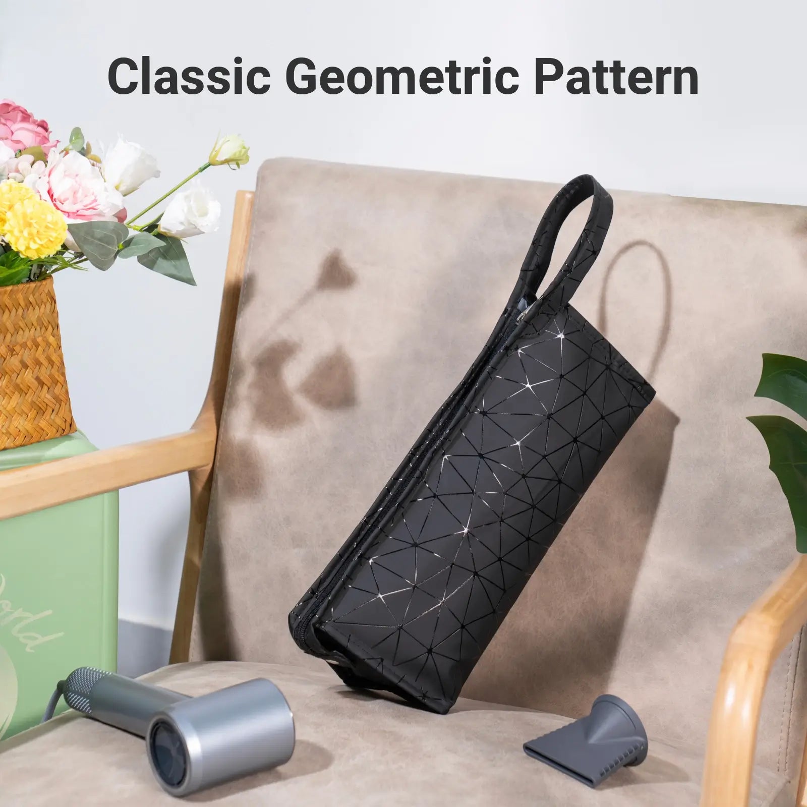 Geometric Pattern Portable Hair Dryer Bag for Travel Cool Gadget