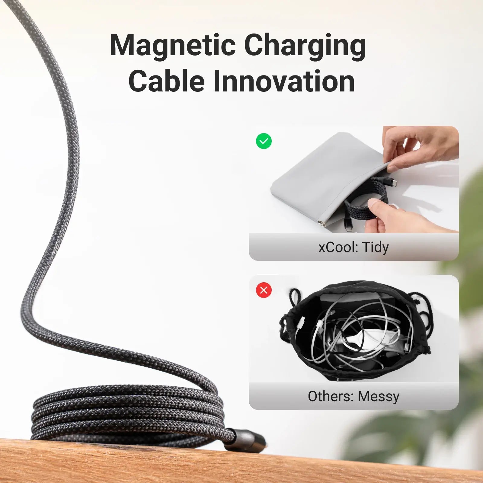 xCool Magnetic USB-C Charging Cable with 60W Fast Charging & Braided Design