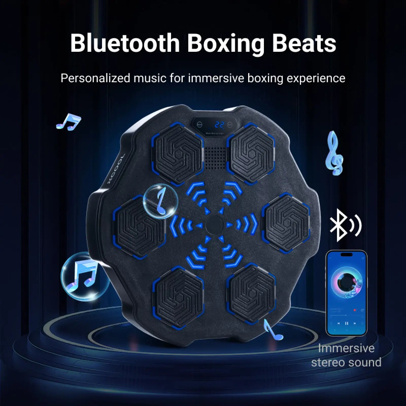 xCool Music Boxing Machine with Bluetooth & Light-Up Punching Pad, for Home Boxing