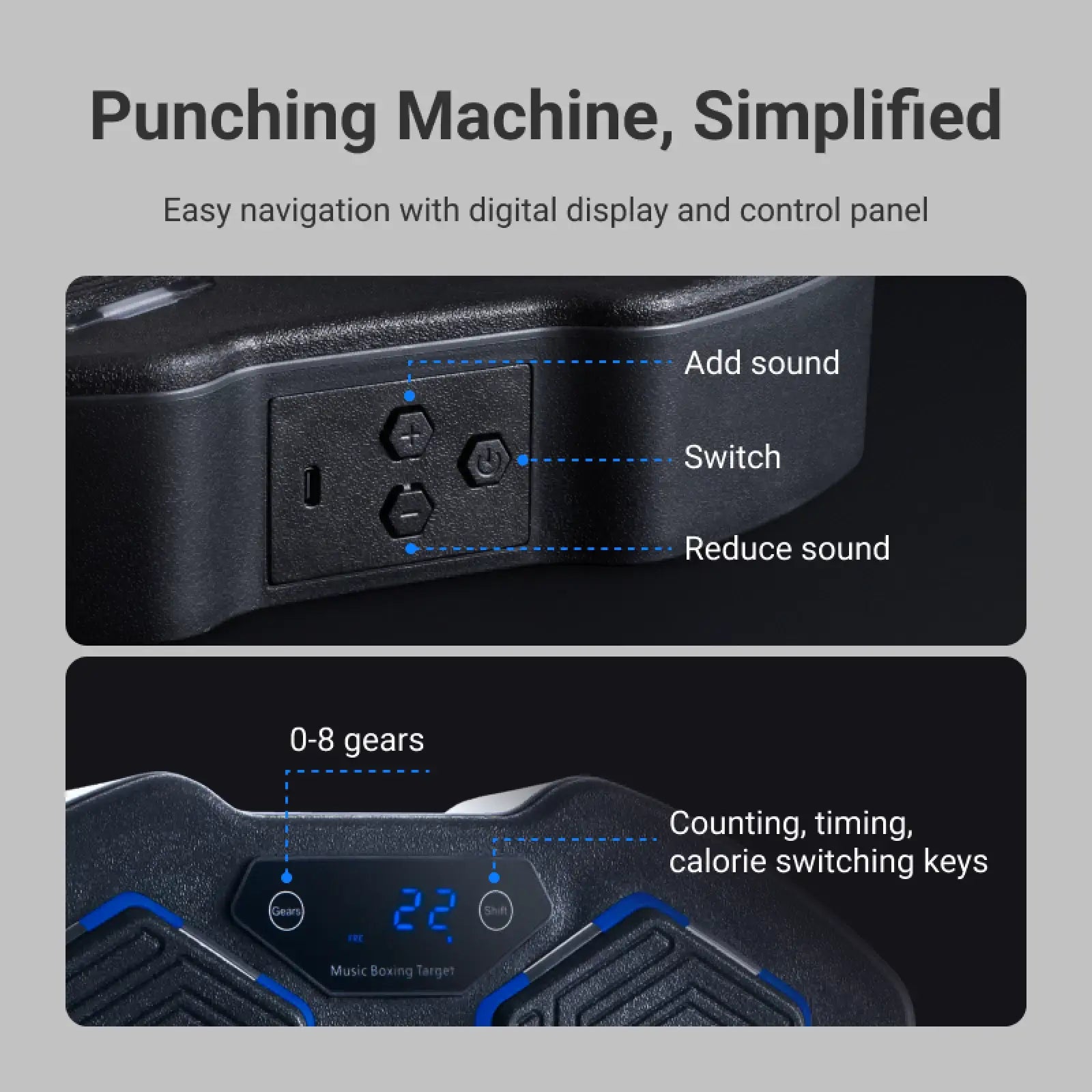 xCool Music Boxing Machine with Bluetooth & Light-Up Punching Pad, for Home Boxing