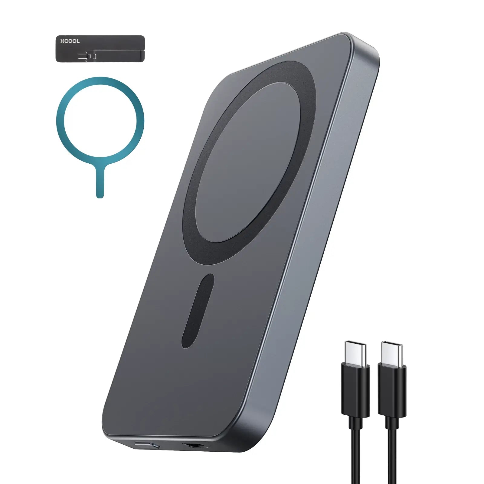 xCool 5,000mAh Ultra-Slim Magnetic Wireless Power Bank with USB-C Cable