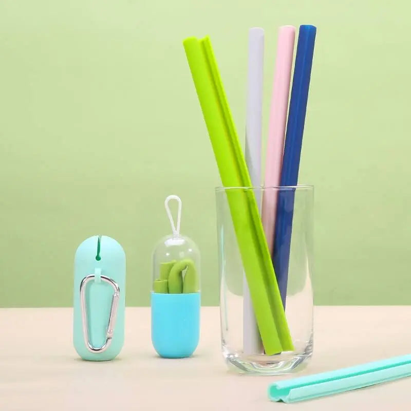 Reusable Silicone Straws With Cases 4 Sets Cool Gadget