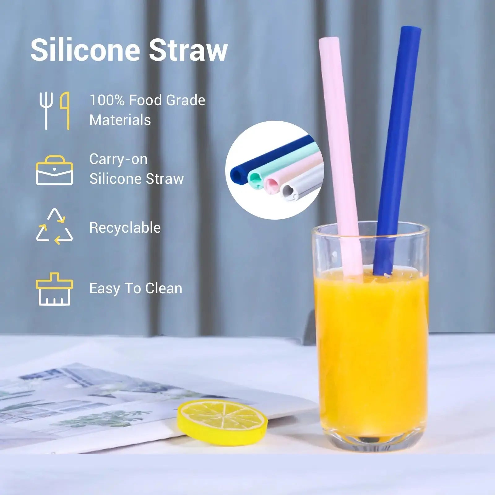 Reusable Silicone Straws With Cases 4 Sets Cool Gadget